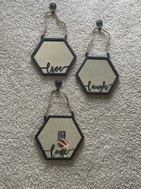 Hexagon Hanging Wall Mirrors - Set of 3
